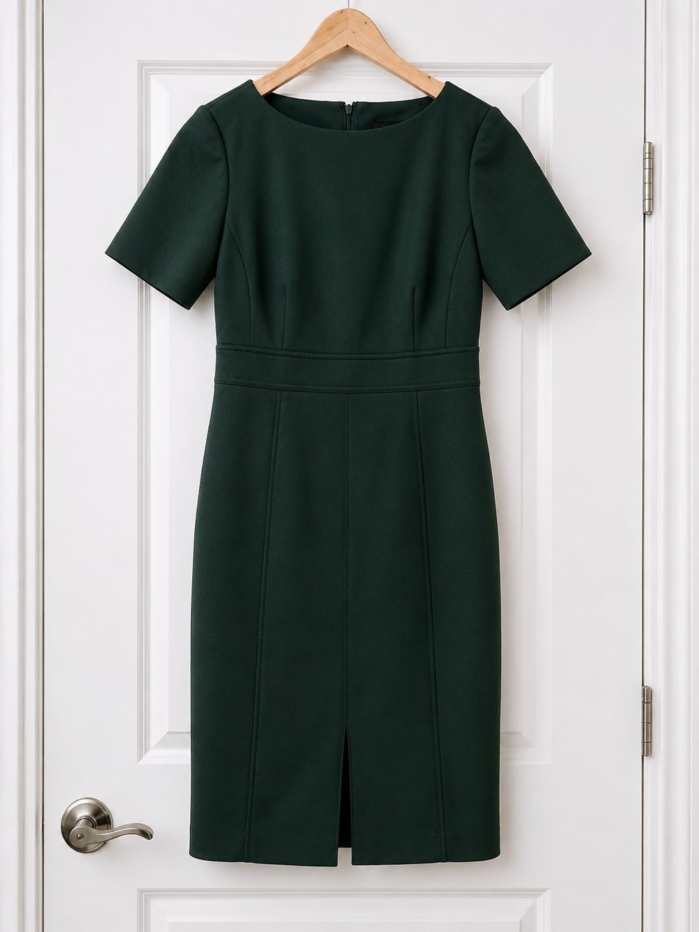 Ann Taylor Petite 6P Forest Green Short Sleeve Sheath Dress Career Work